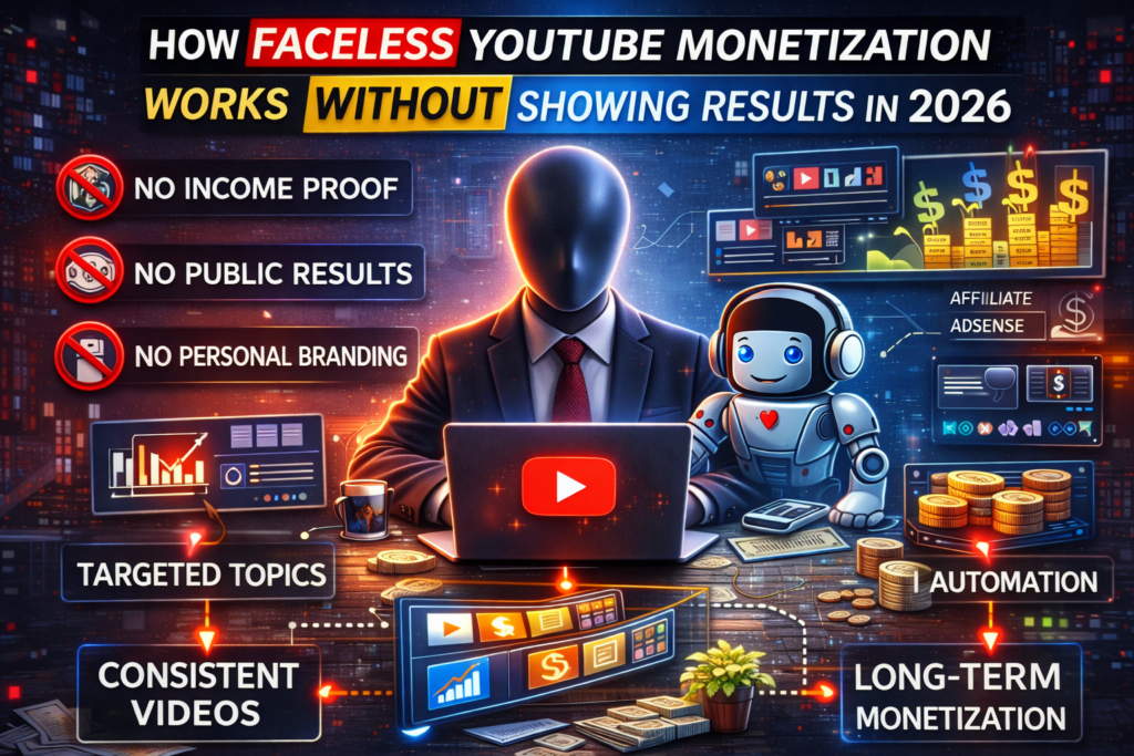 Faceless YouTube monetization system in 2026 without showing results or personal income proof