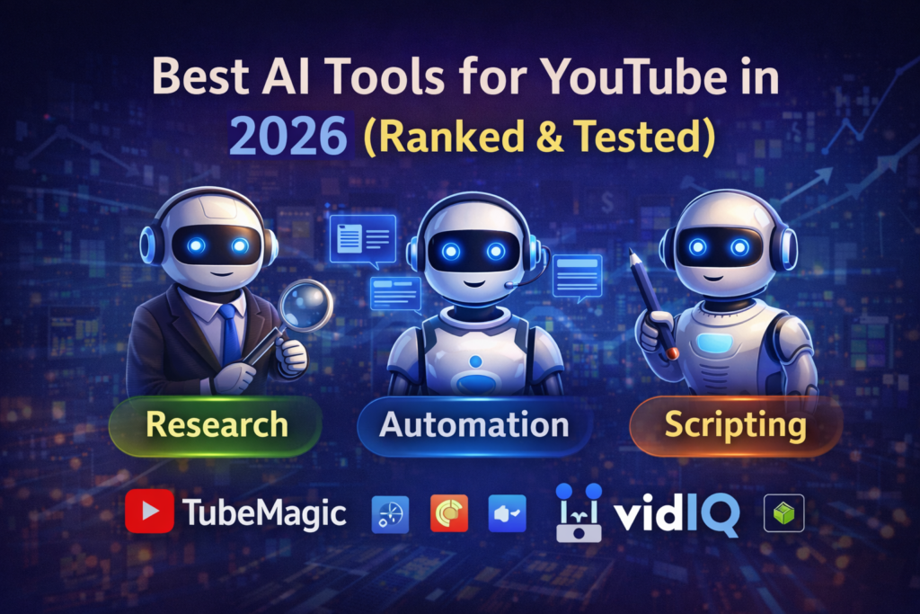 Best AI tools for YouTube in 2026 ranked and tested for automation scripting and research to grow faceless YouTube channels