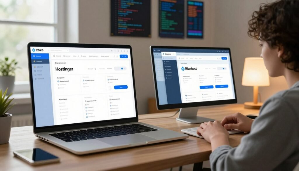 Hostinger vs Bluehost comparison for beginners in 2026